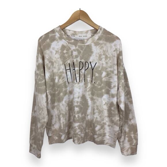 RAE DUNN - HAPPY Tie Dye Sweatshirt Size Large - Picture 1 of 4